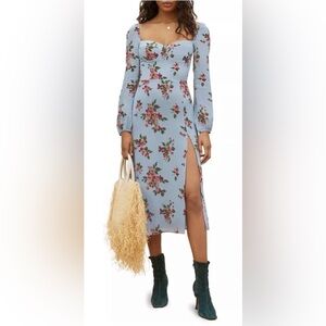 Reformation Shelby Floral Blue Dress